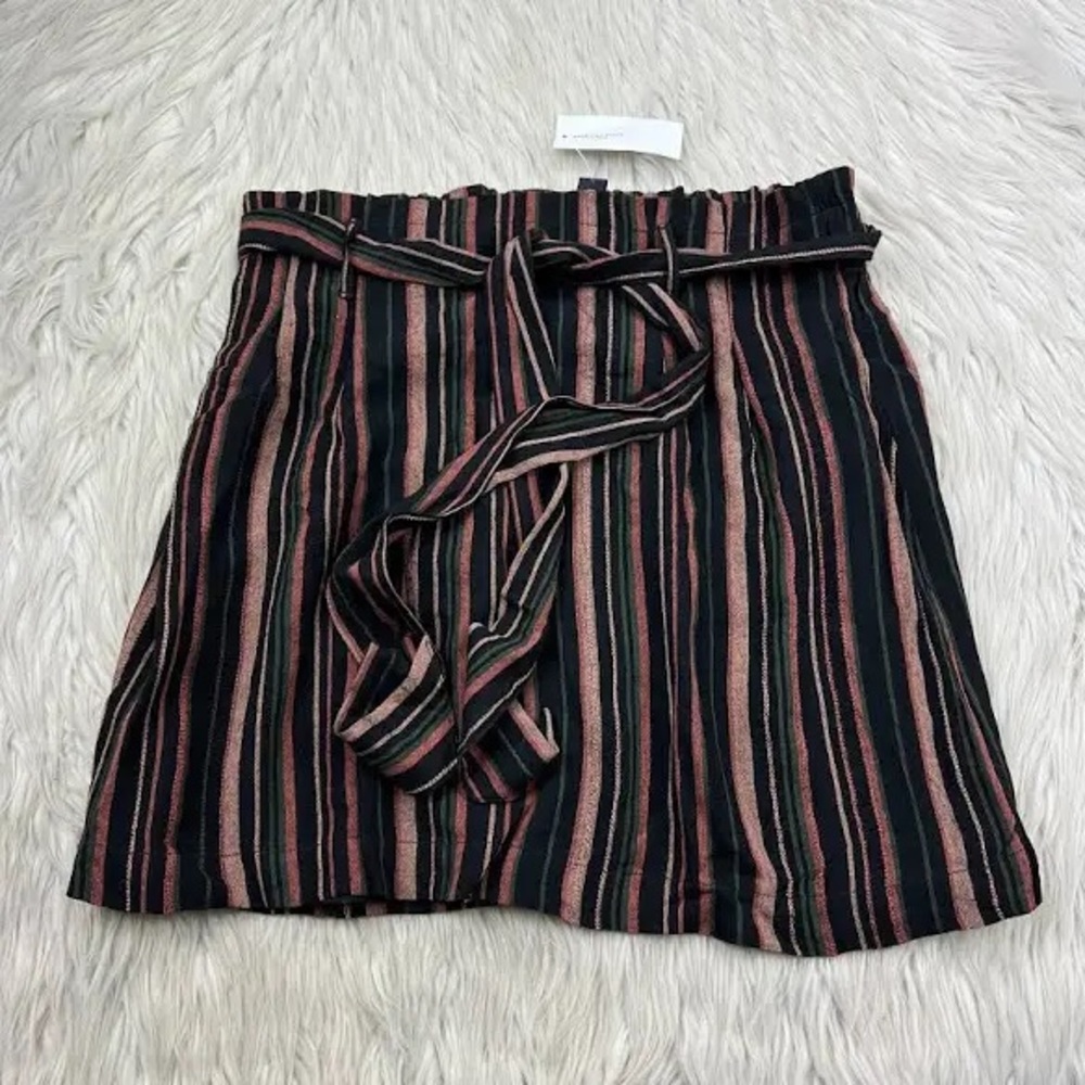 American Eagle Outfitters Black Striped Mini Skirt